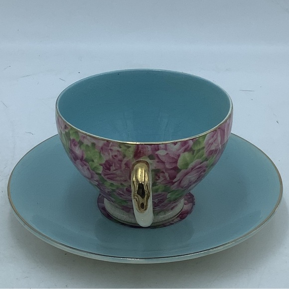 Vintage Royal Leighton Ware England Roses Teacup and Saucer - Picture 4 of 9
